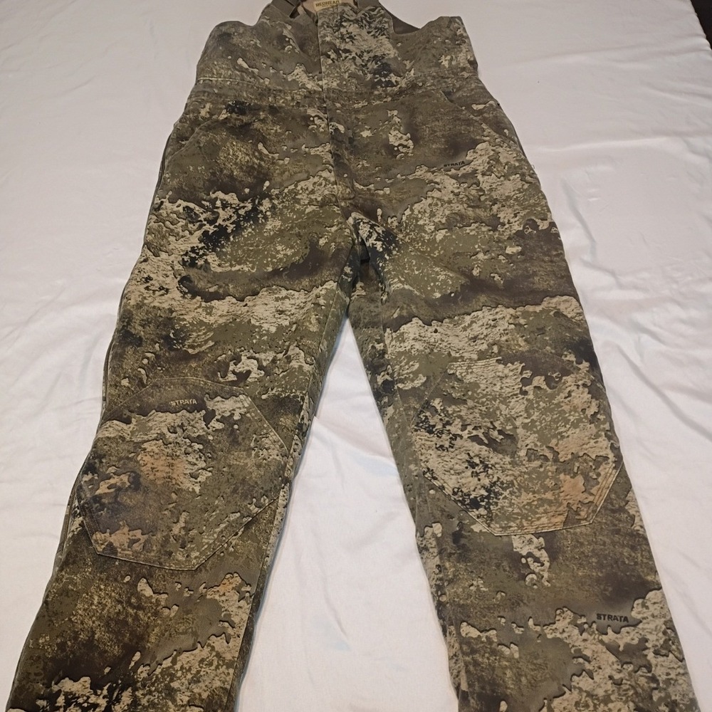 RedHead Hunting Bibs Kids Large Strata Camo Excellent Reinforced Knee Overalls